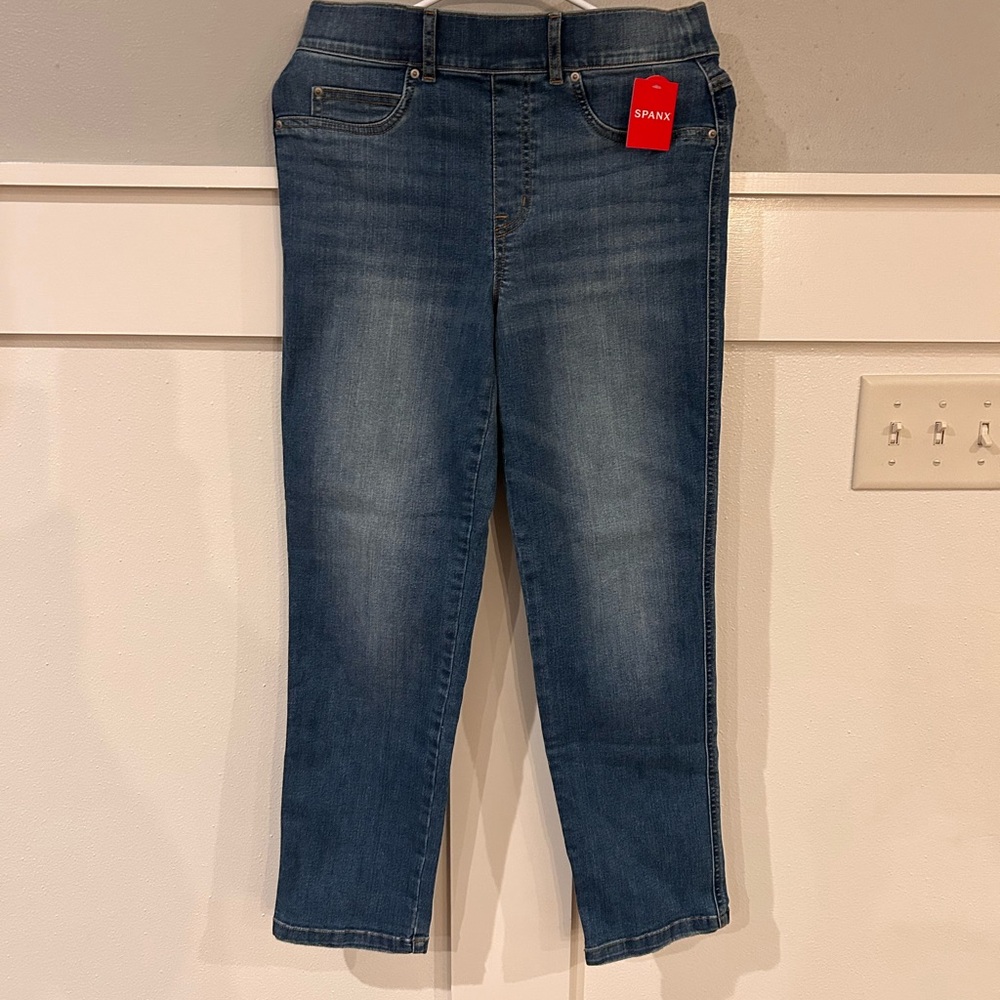 SPANX Womens Classic Blue Straight Jeans Size Medium